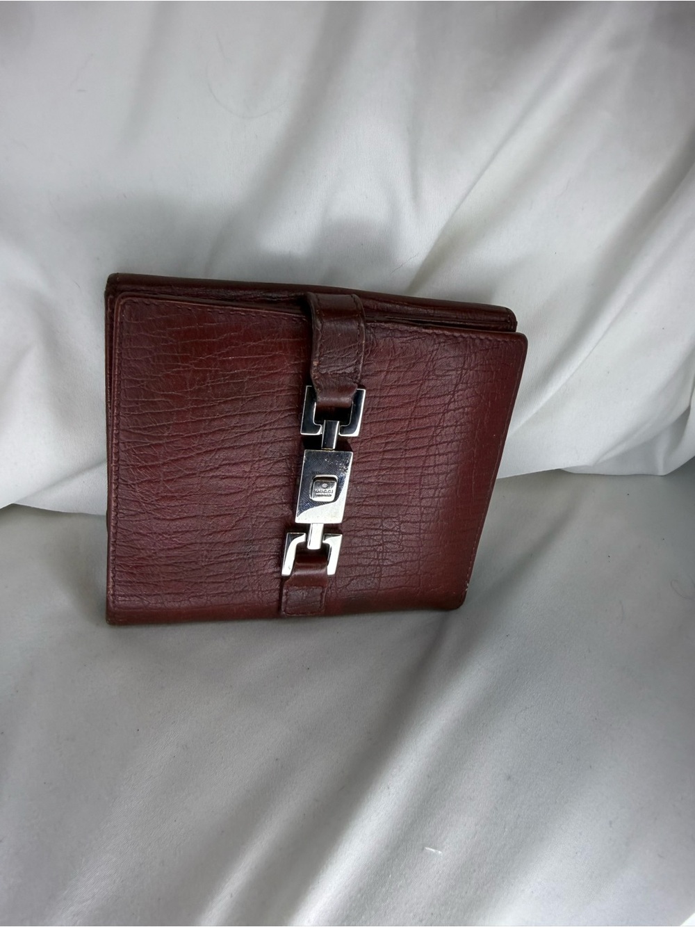 Gucci Brown Leather Bifold Wallet with Silver Hardware